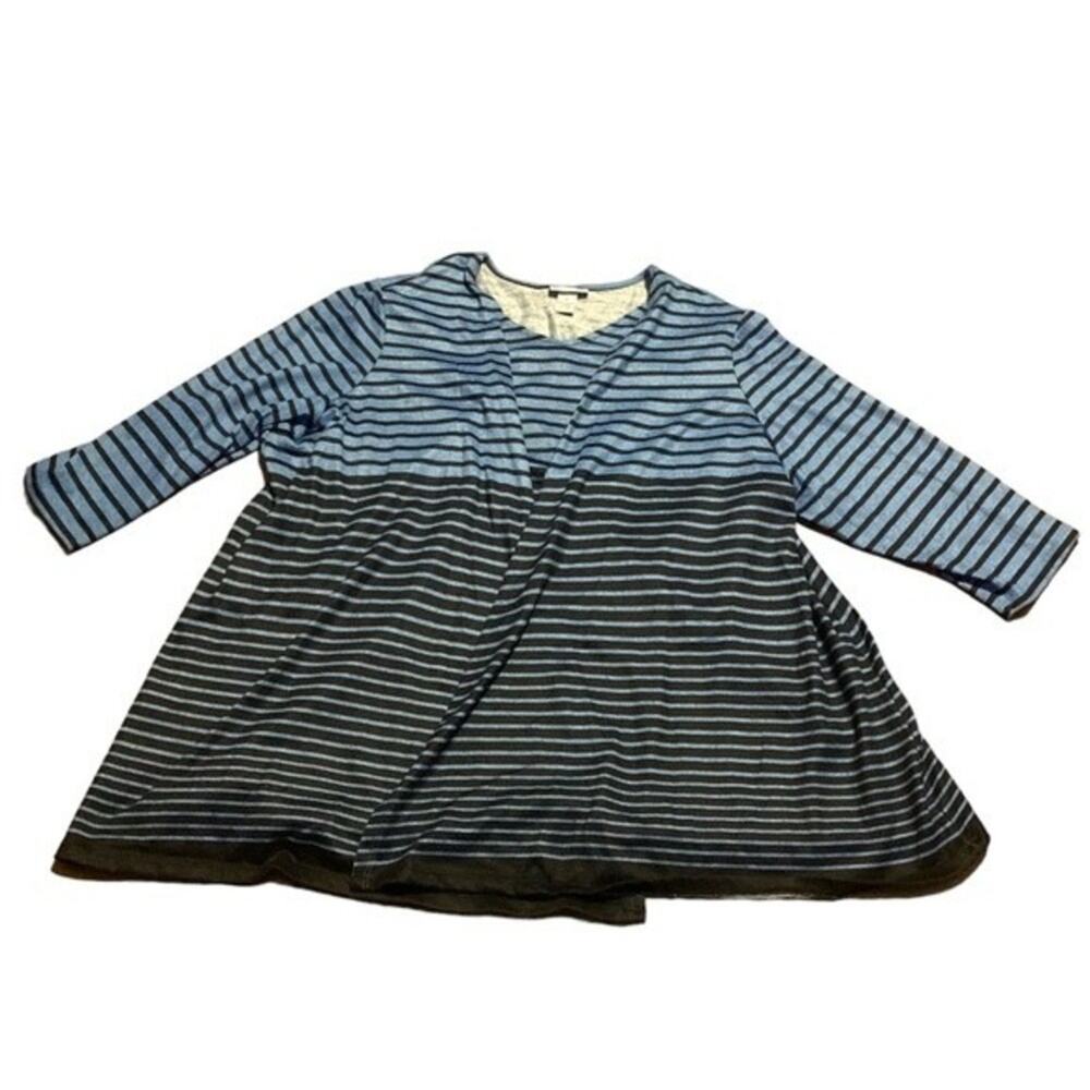 Catherines Cardigan Tank Duet Top‎ Striped Blue Black Size 3X